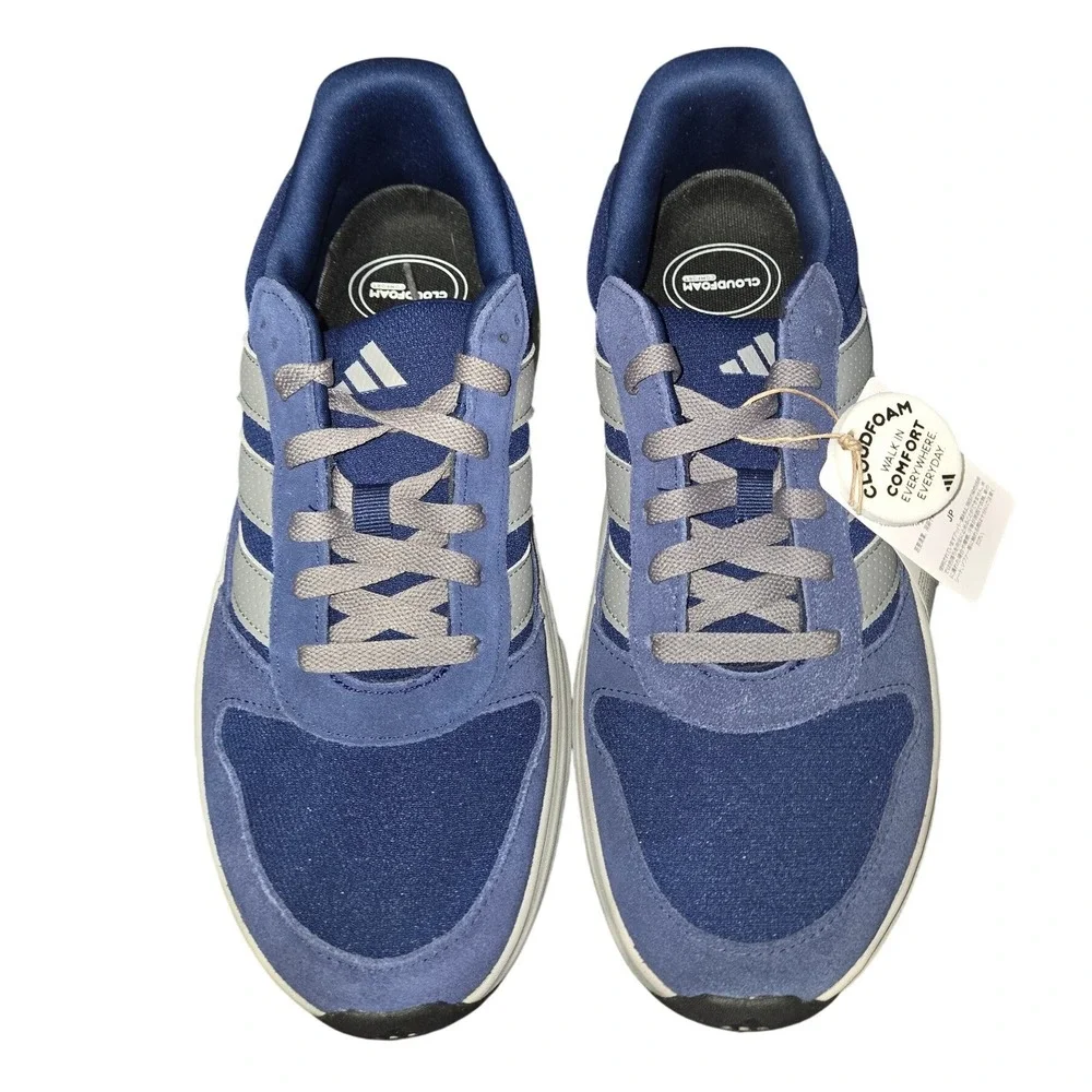 Adidas Cloudfoam Cuxxion 80s Mens Blue Grey Sneakers KJ4274 Wide Size 9.5